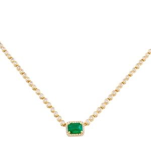 Emerald and Diamond 14k gold necklace